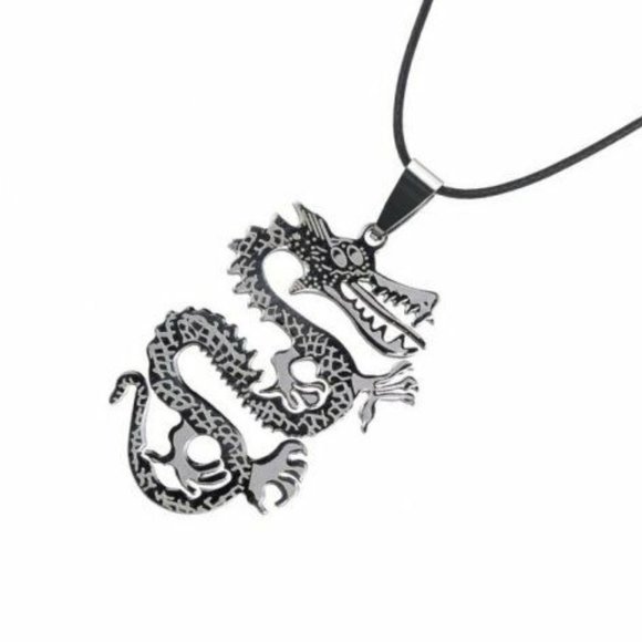 Kristy's Jewels Other - Mens Carved Dragon Stainless Steel Pendant Necklace Party Gift